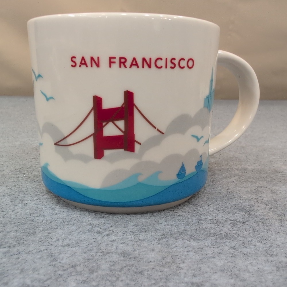 Starbucks You Are Here Collection‎ San Francisco Mug 14 oz Ceramic Red Interior